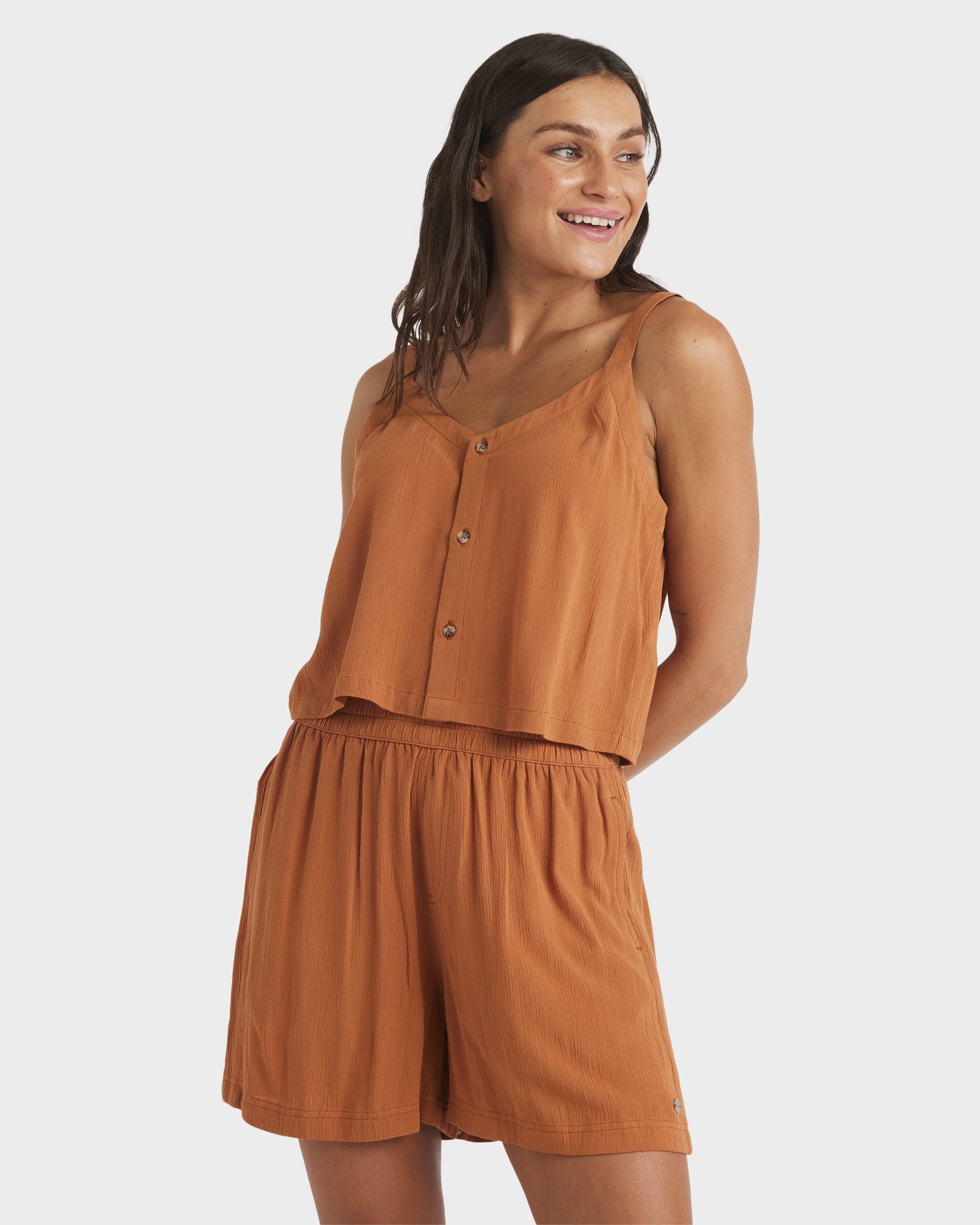 Womens Sol Vibes Elastic Waist Shorts