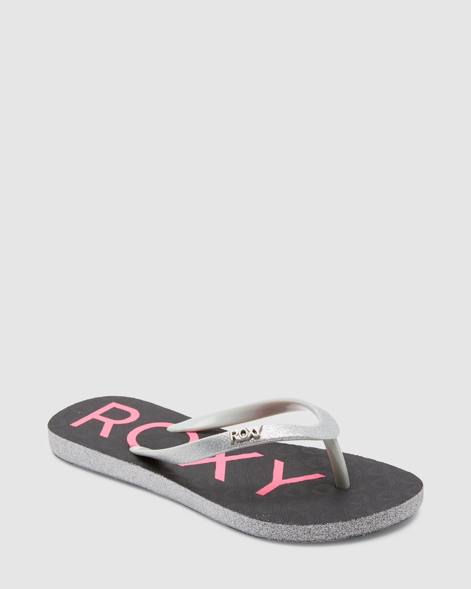 Roxy Clear Strap Silver Glitter Block Wedges main image 1