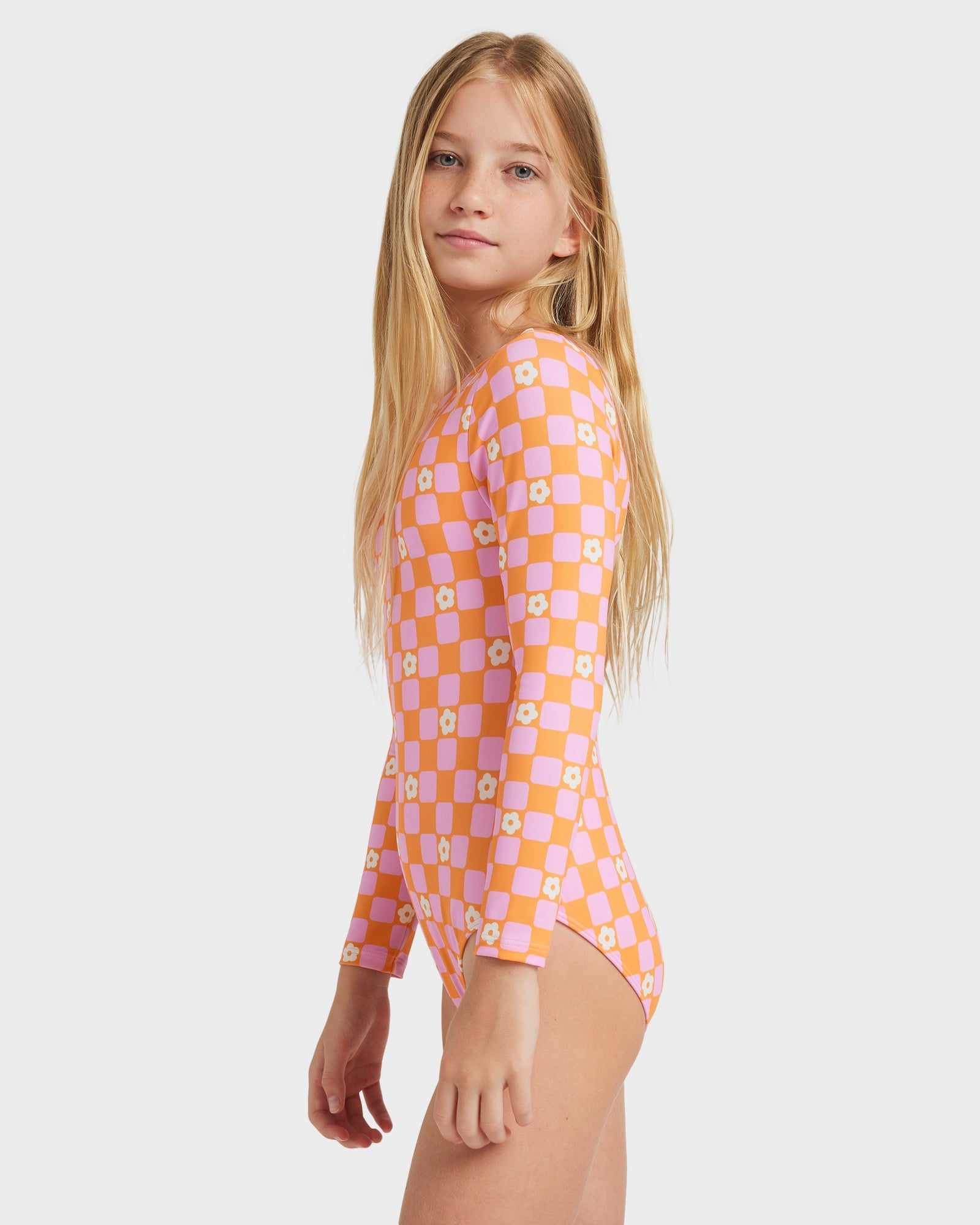 Girls 8-16 Flowe Check One Piece Rash Vest