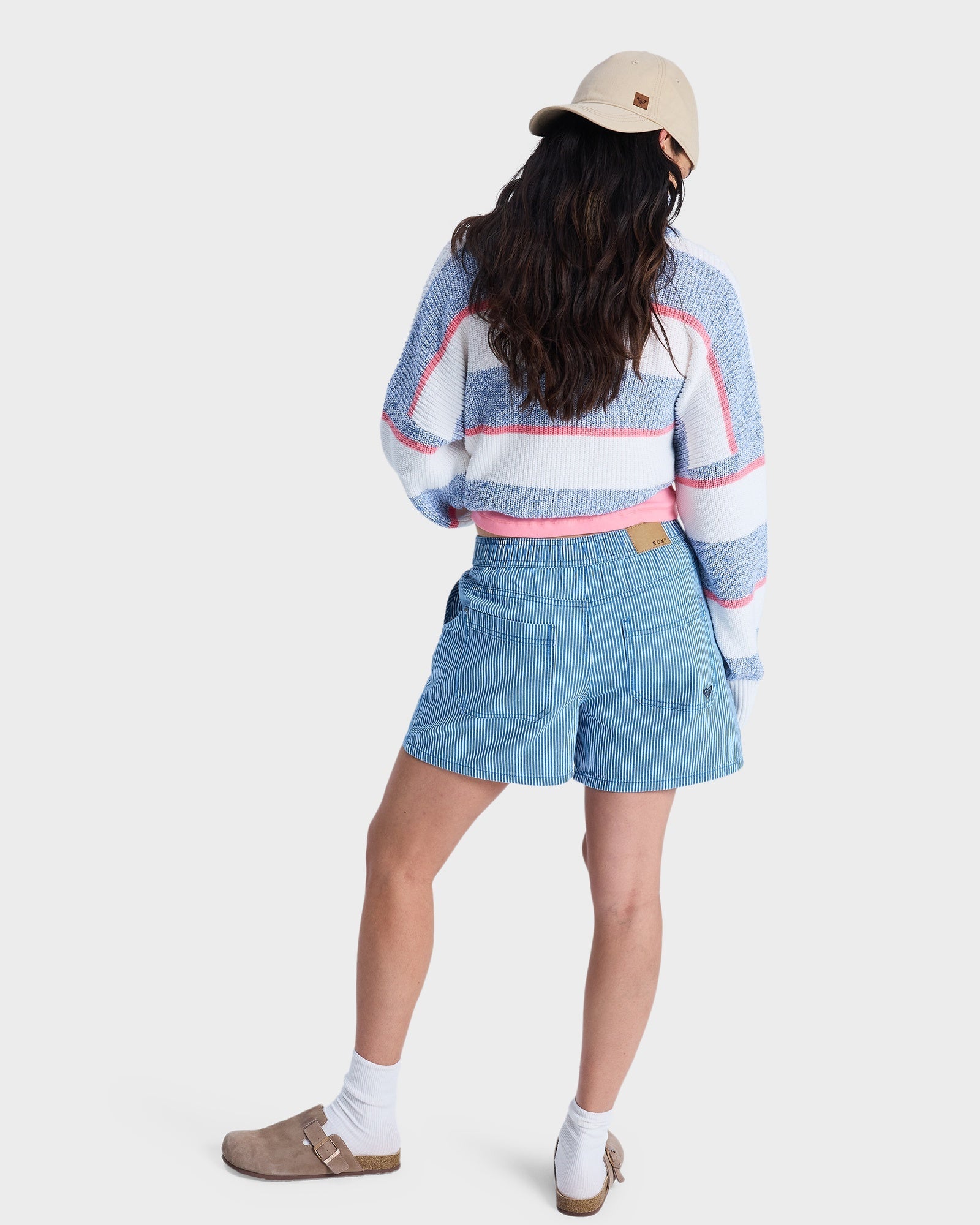 Womens Stay Wavy Mid Denim Shorts