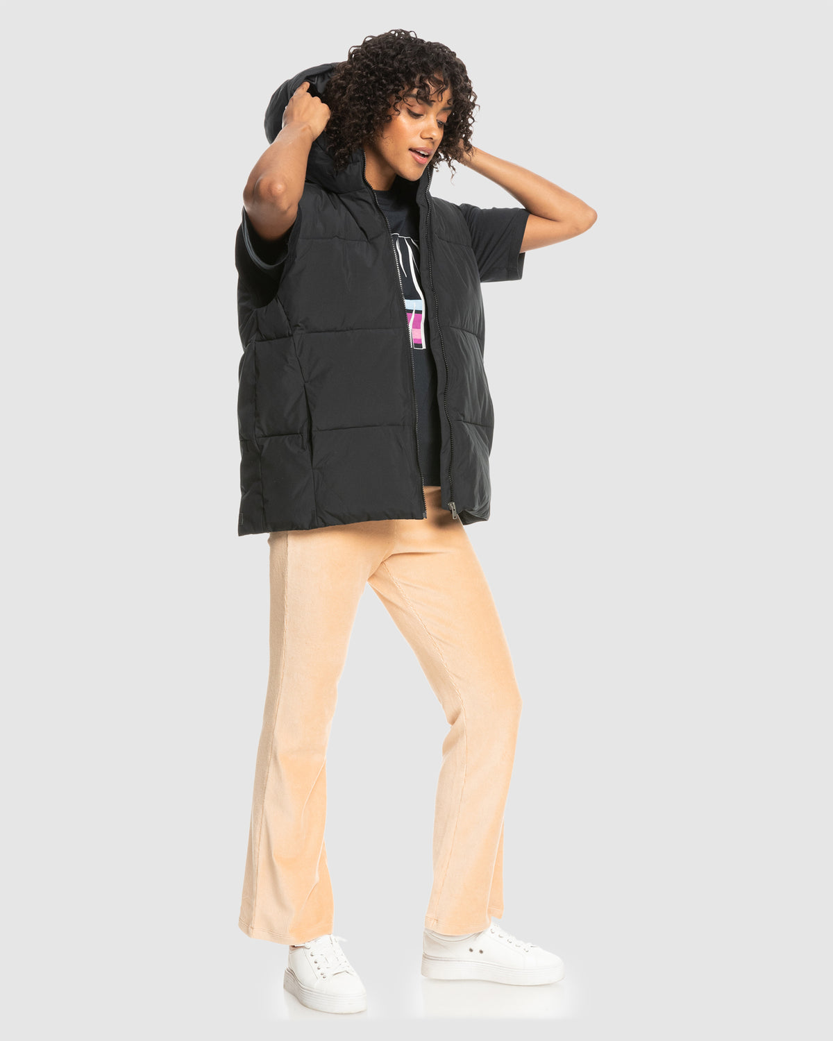 Womens Bright Side Longline Hooded Puffer Jacket