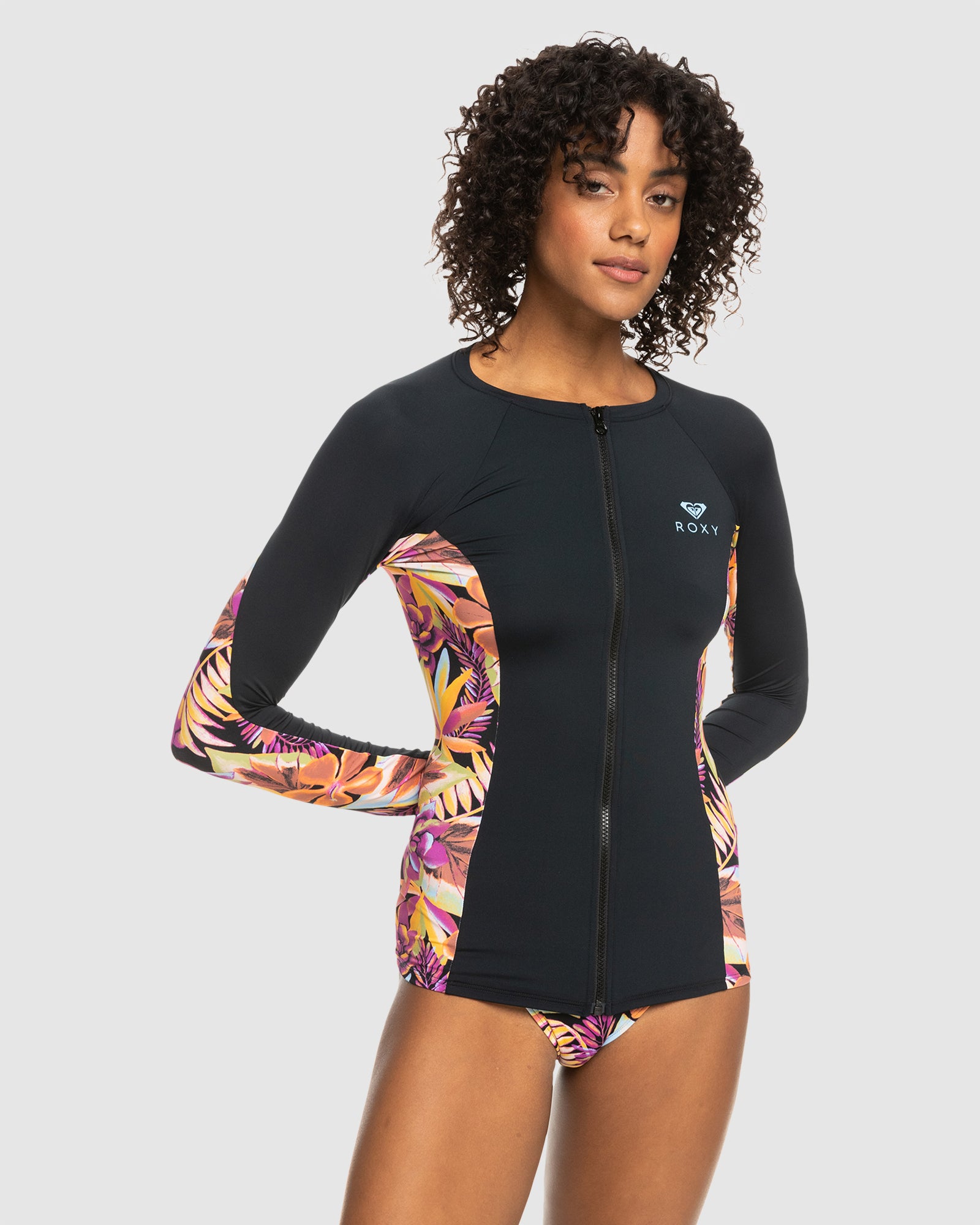 【ROXY】 Zip Up Rash Guard /追跡付 Roxy Women's Standard Rash Guard UPF 50+Full Zip Long Sleeve