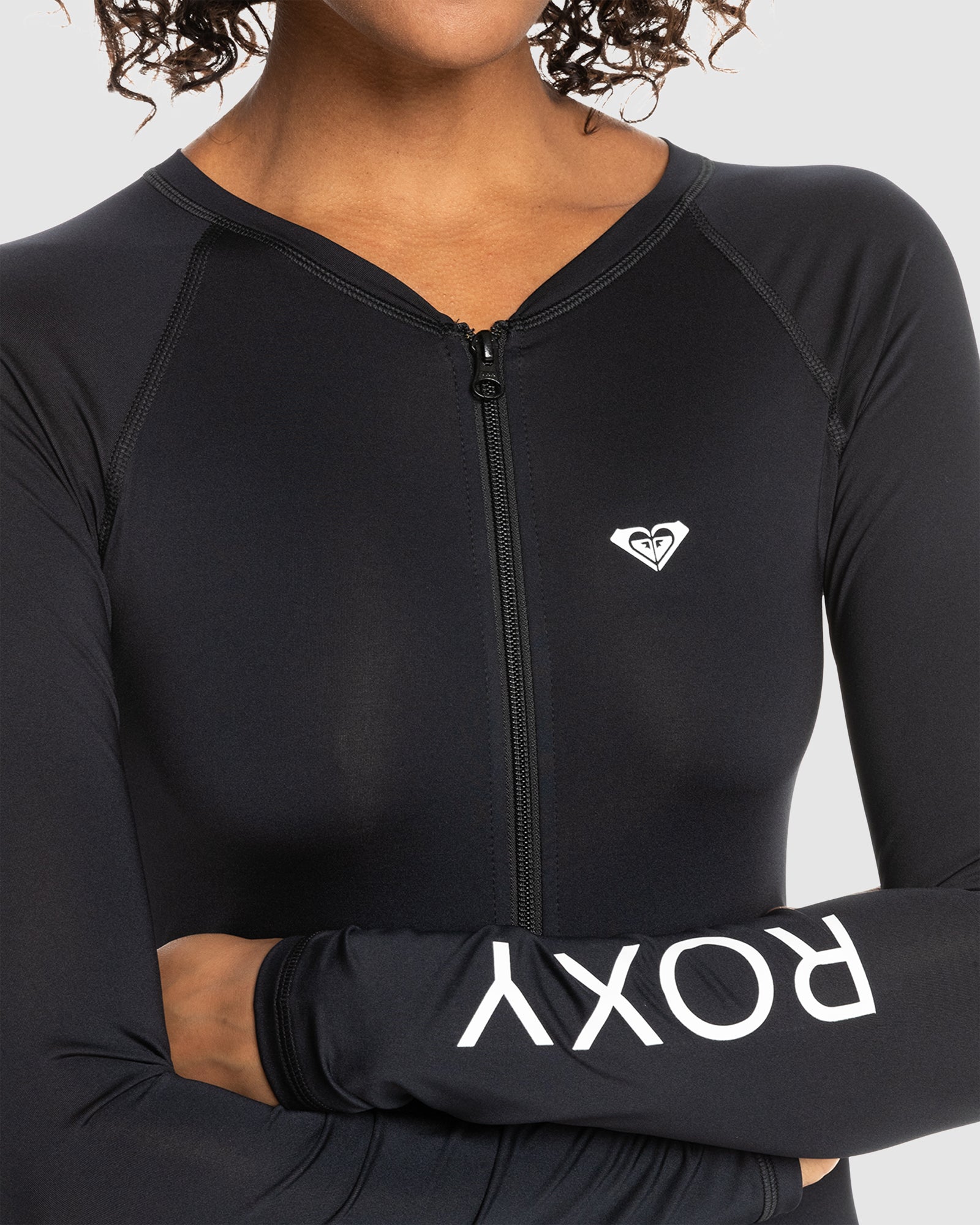 Womens New Essentials Front Lycra Zip Long Sleeve Rash Vest