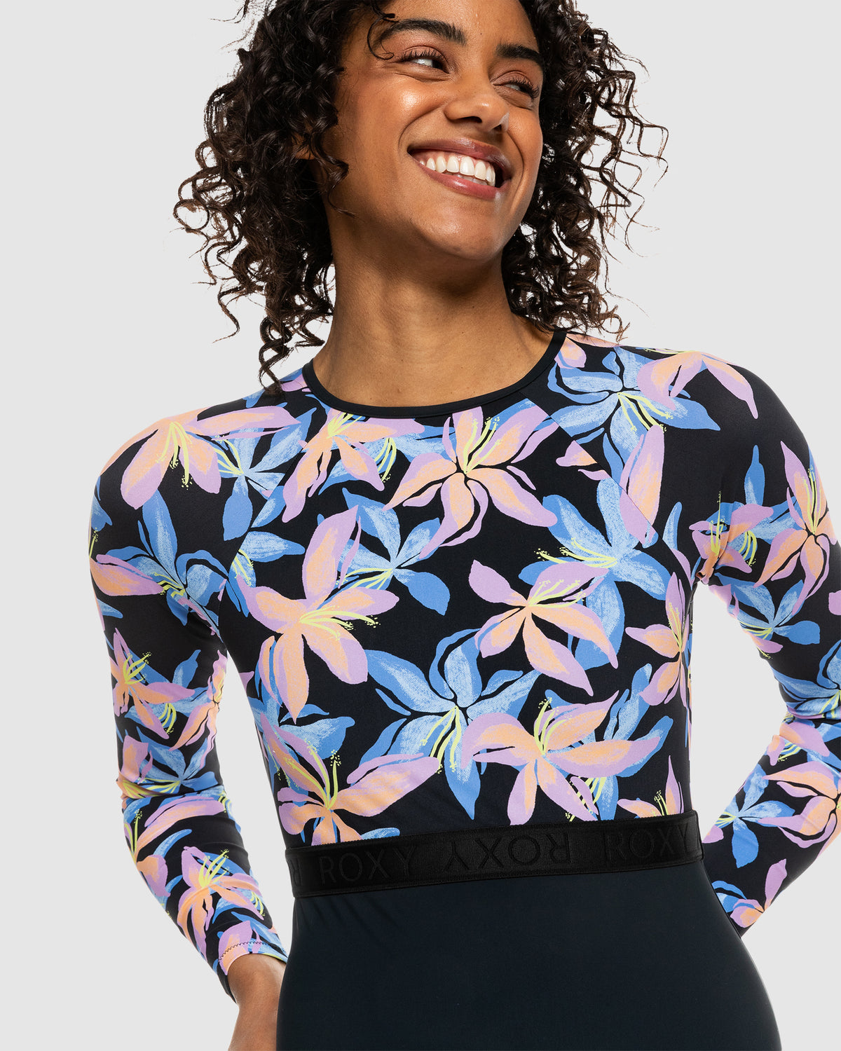 Womens Roxy Active Long Sleeve One Piece Swimsuit