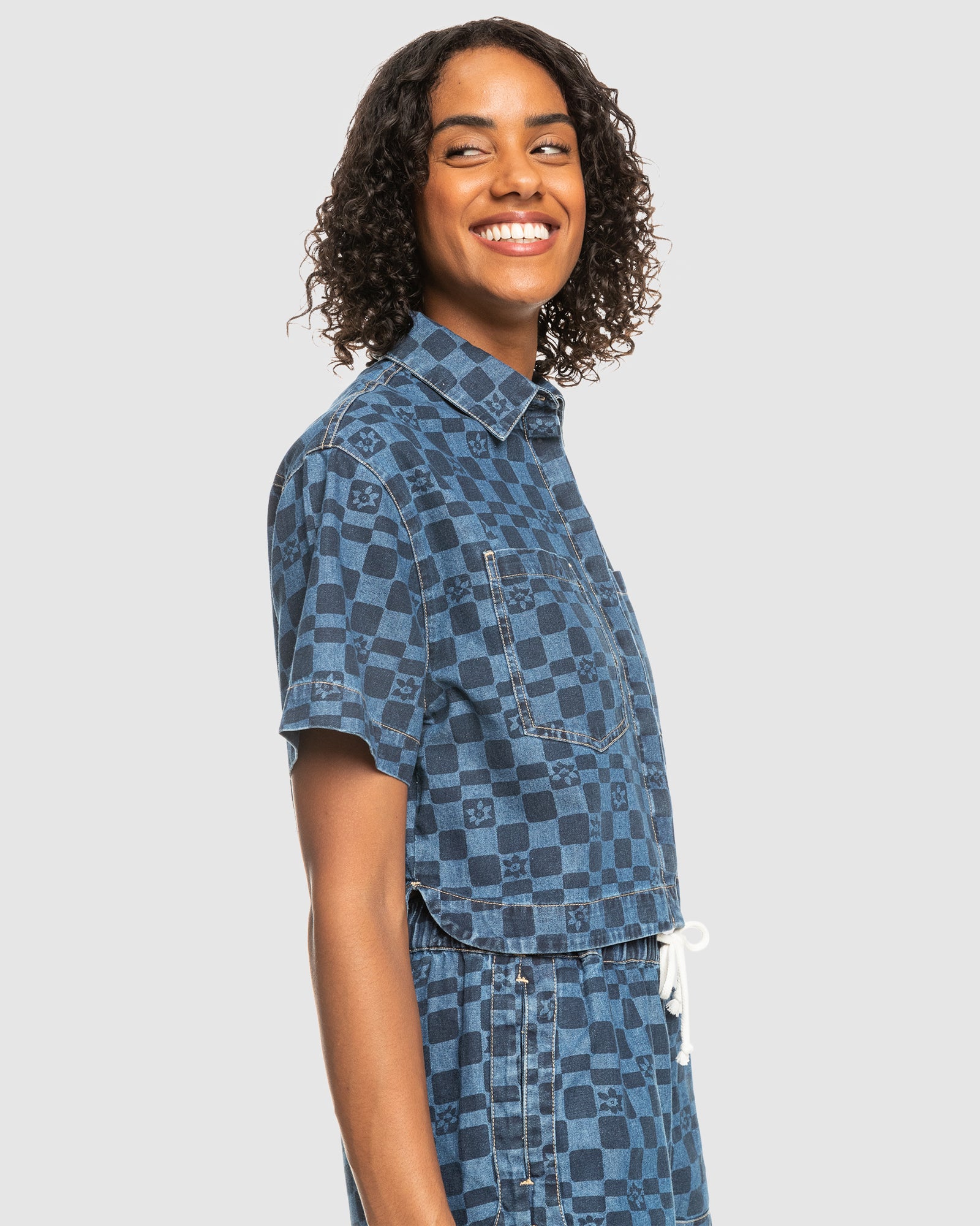Womens Blue Wave Club Printed Shirt