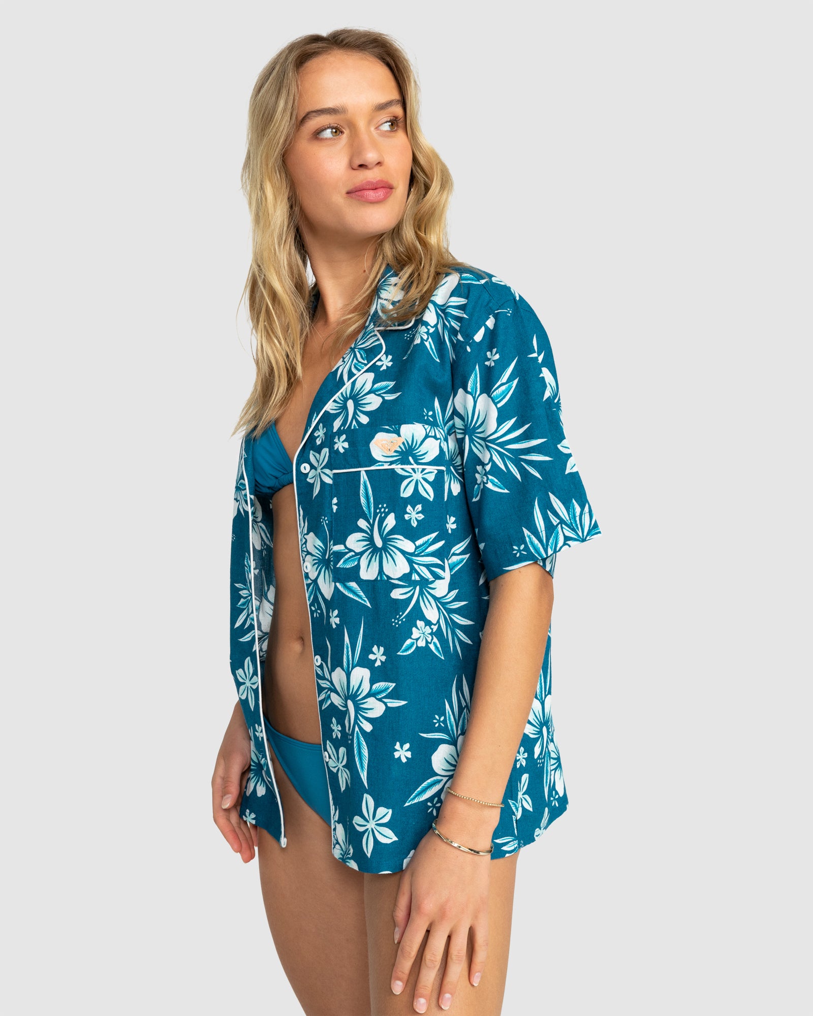 Womens Roxy Life Button Up Mai Tai Shirt