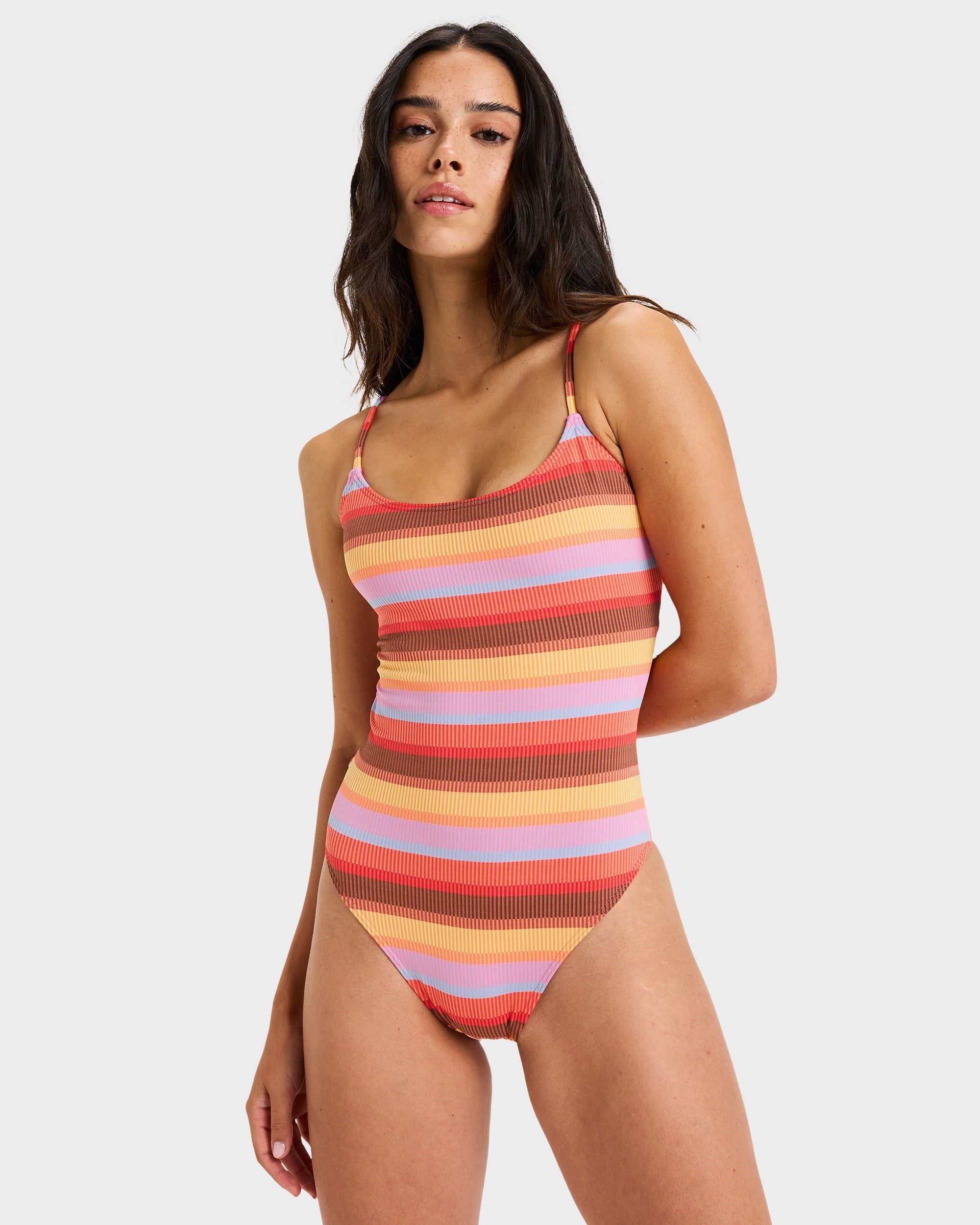 Womens Sunset Stripe One Piece Swimsuit