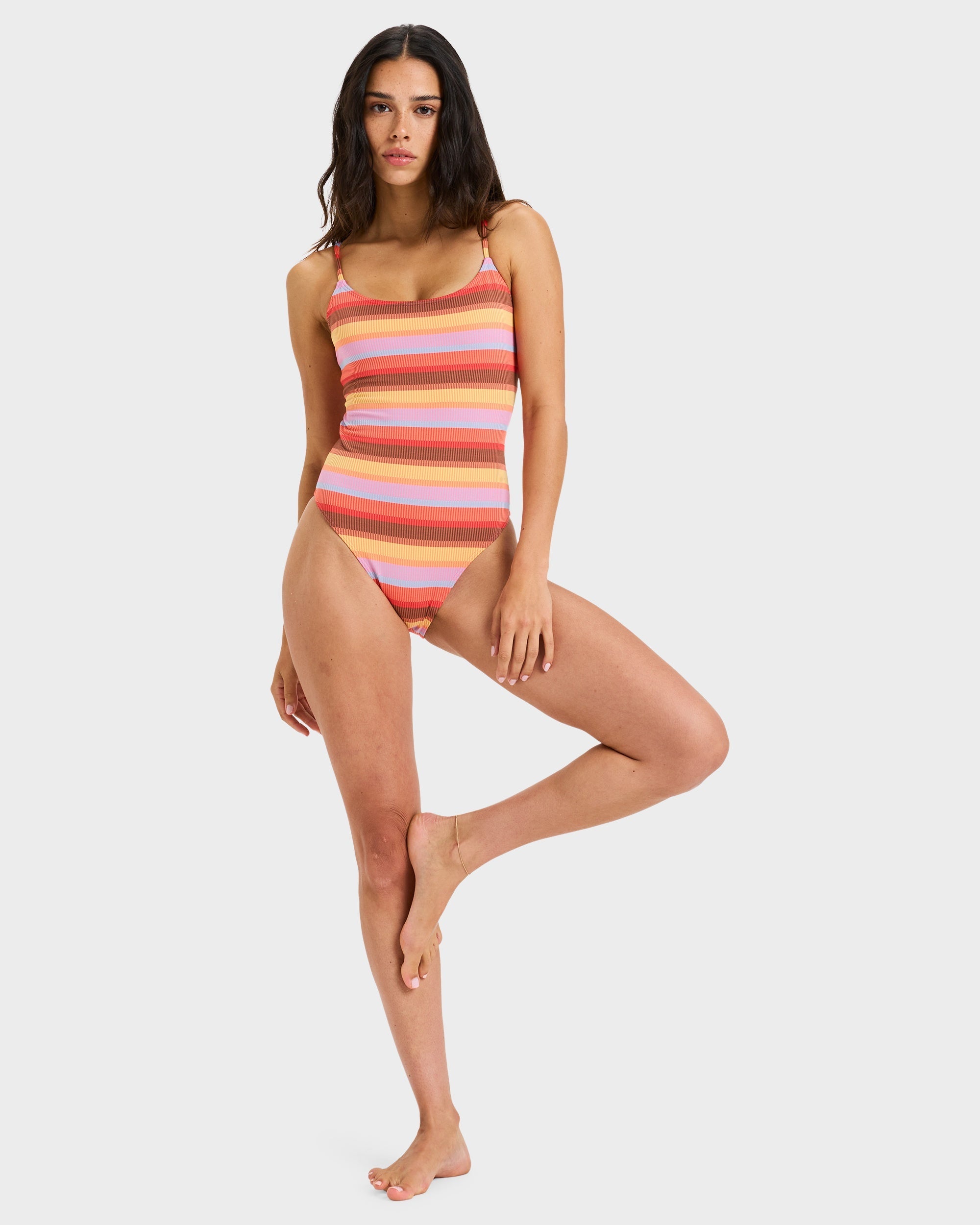 Womens Sunset Stripe One Piece Swimsuit