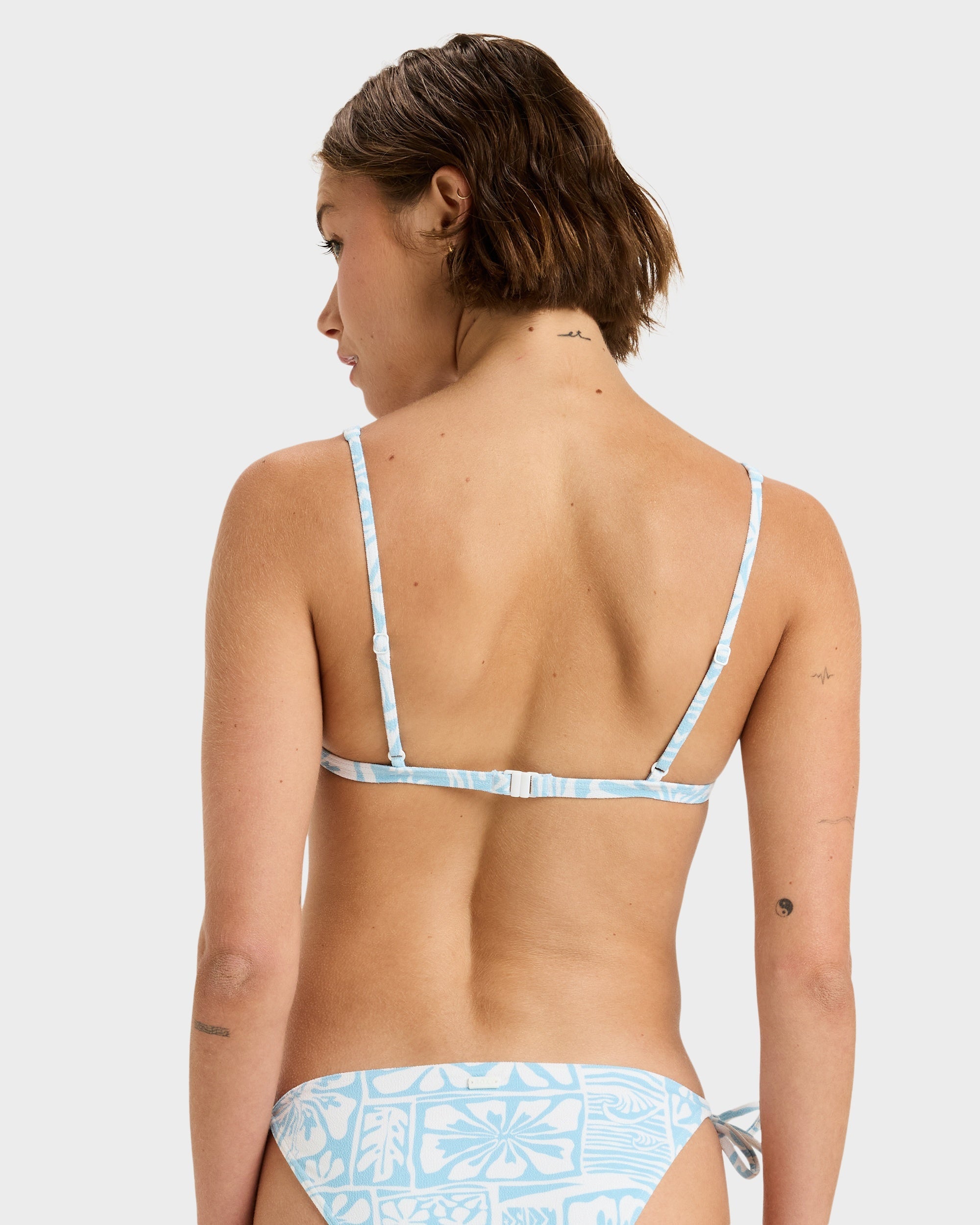 Womens Flowers Wave Elongated Tiki Tri Bikini Top