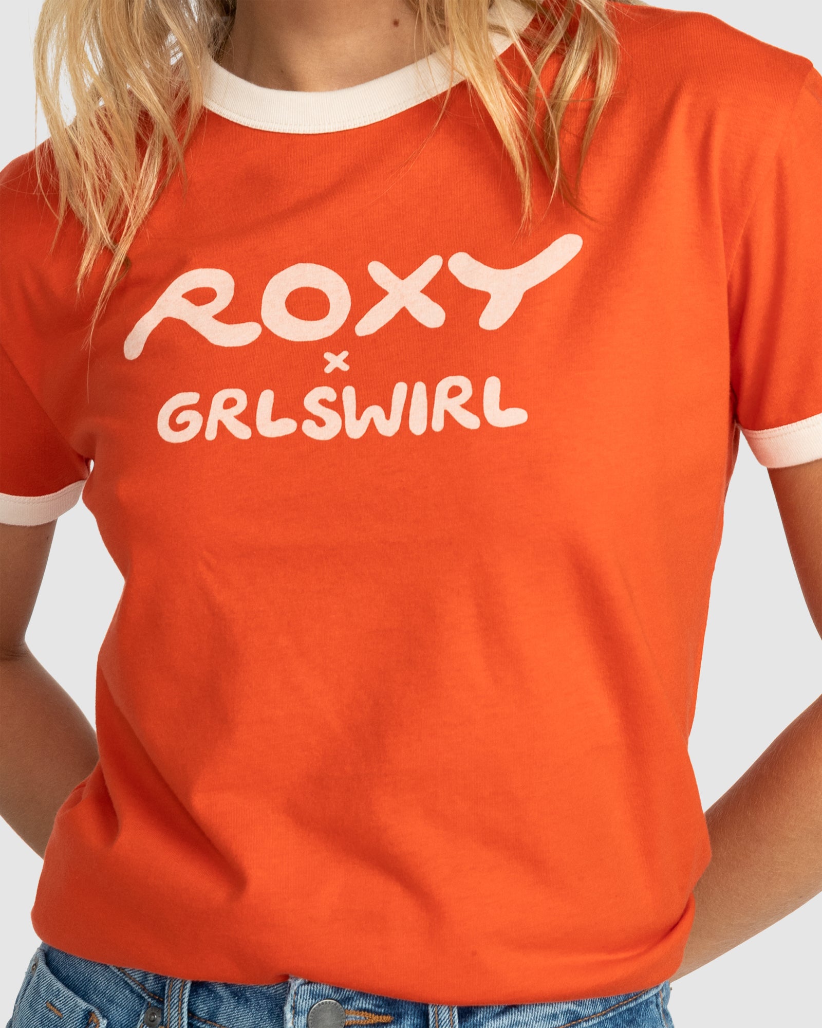 Womens Roxy X Grl Swirl Ringer Tee T-Shirt