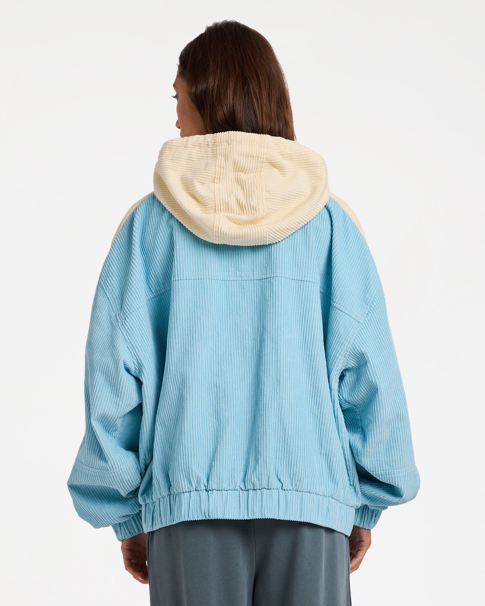 Womens Duo Cord Zip Up Hoodie Jacket