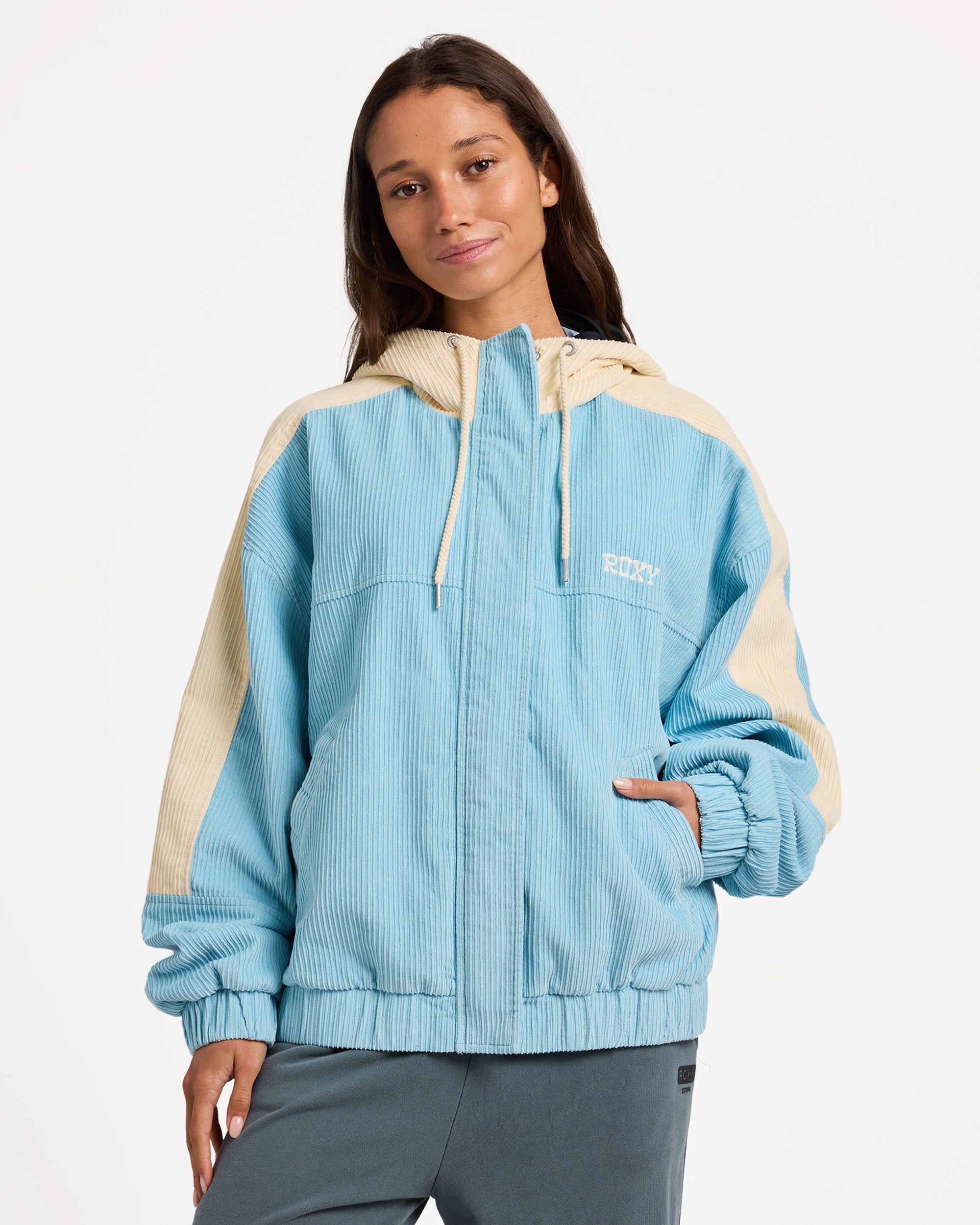 Womens Duo Cord Zip Up Hoodie Jacket