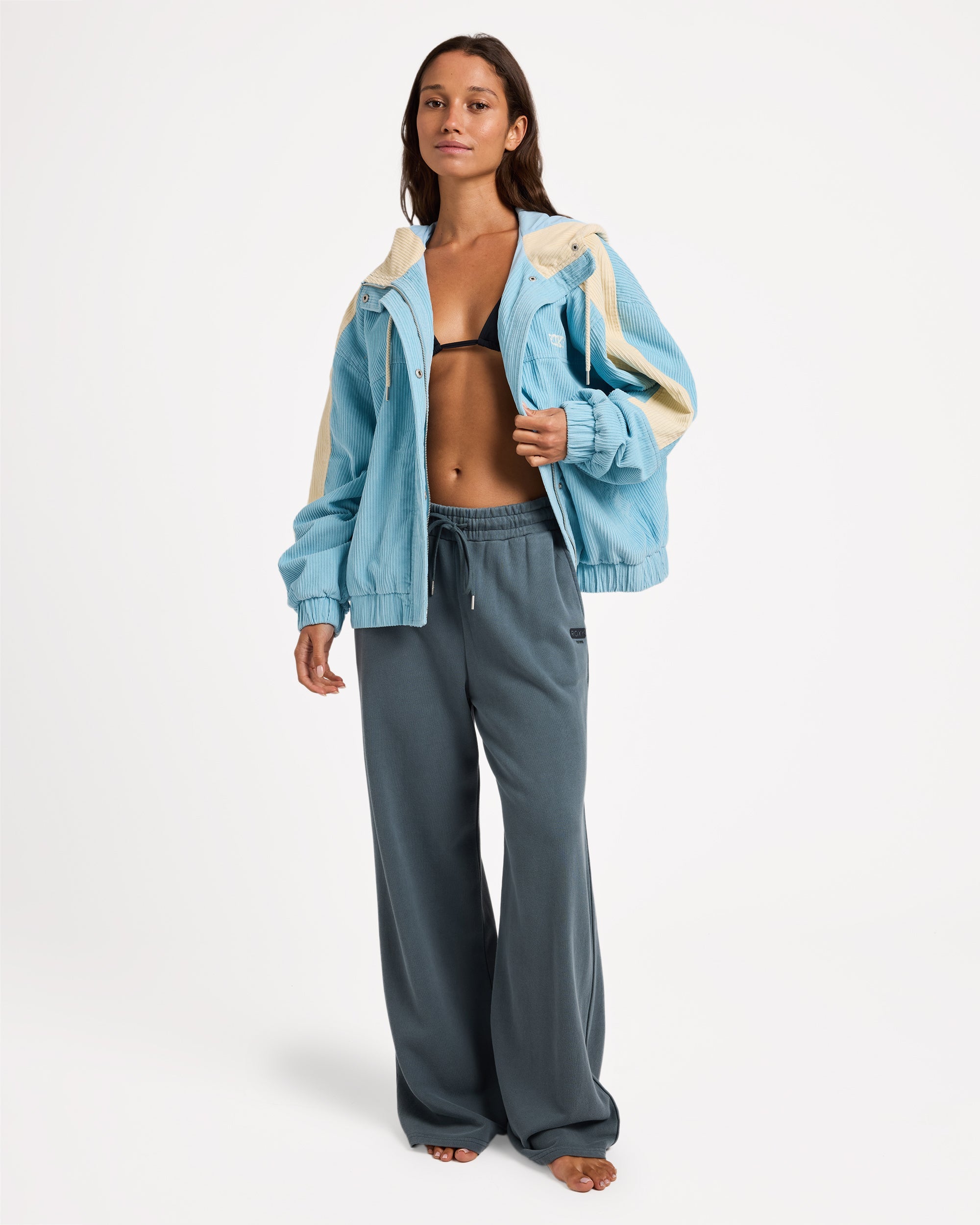 Womens Duo Cord Zip Up Hoodie Jacket