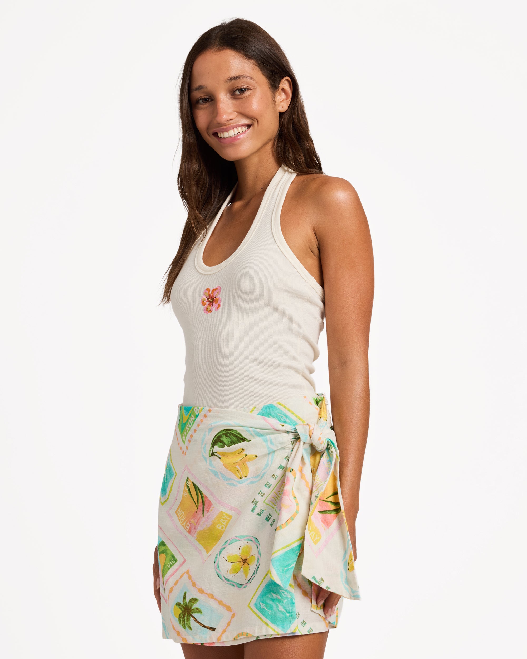 Womens Hibiscus Halter Tank Top