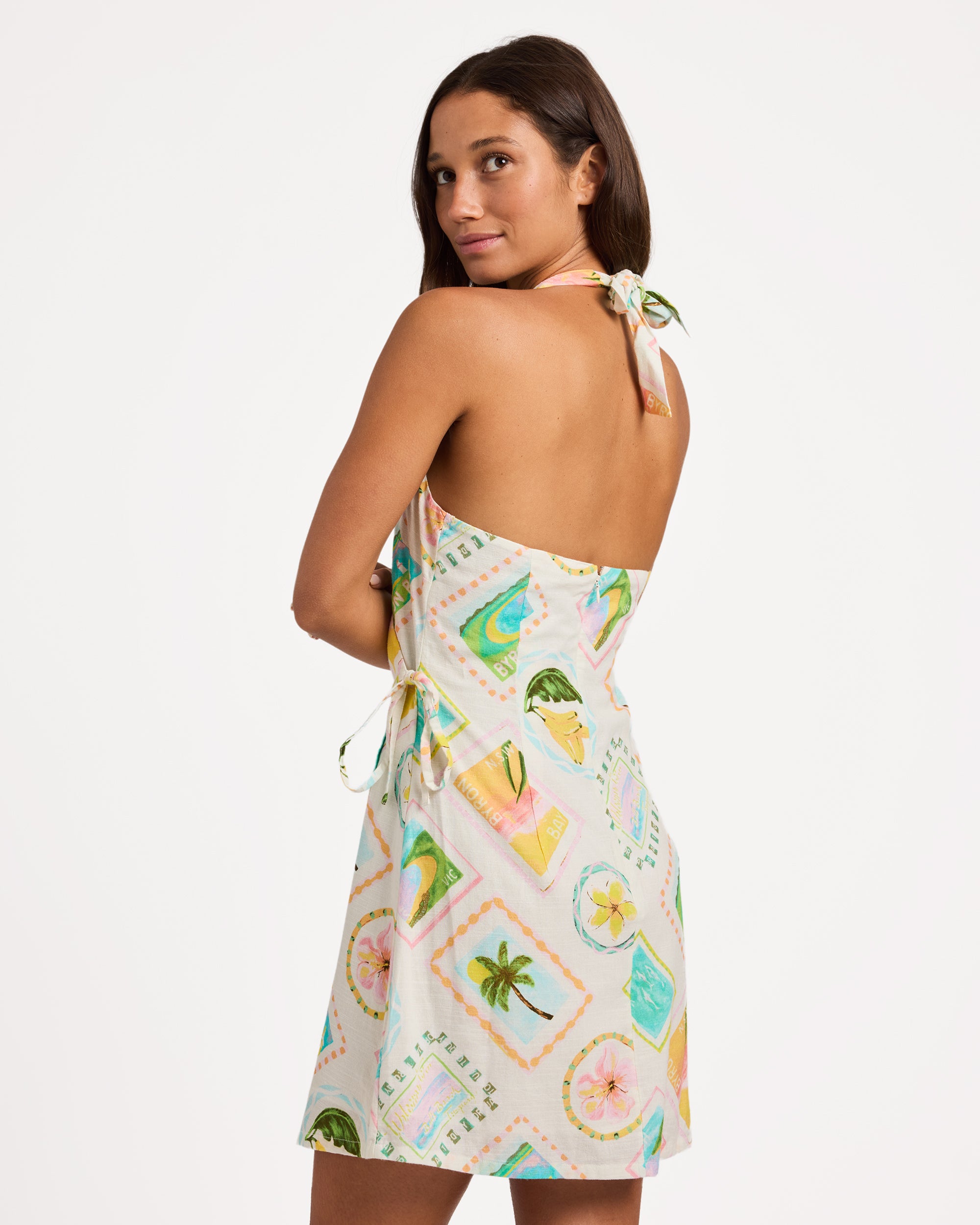 Womens Postcards Wrap Dress