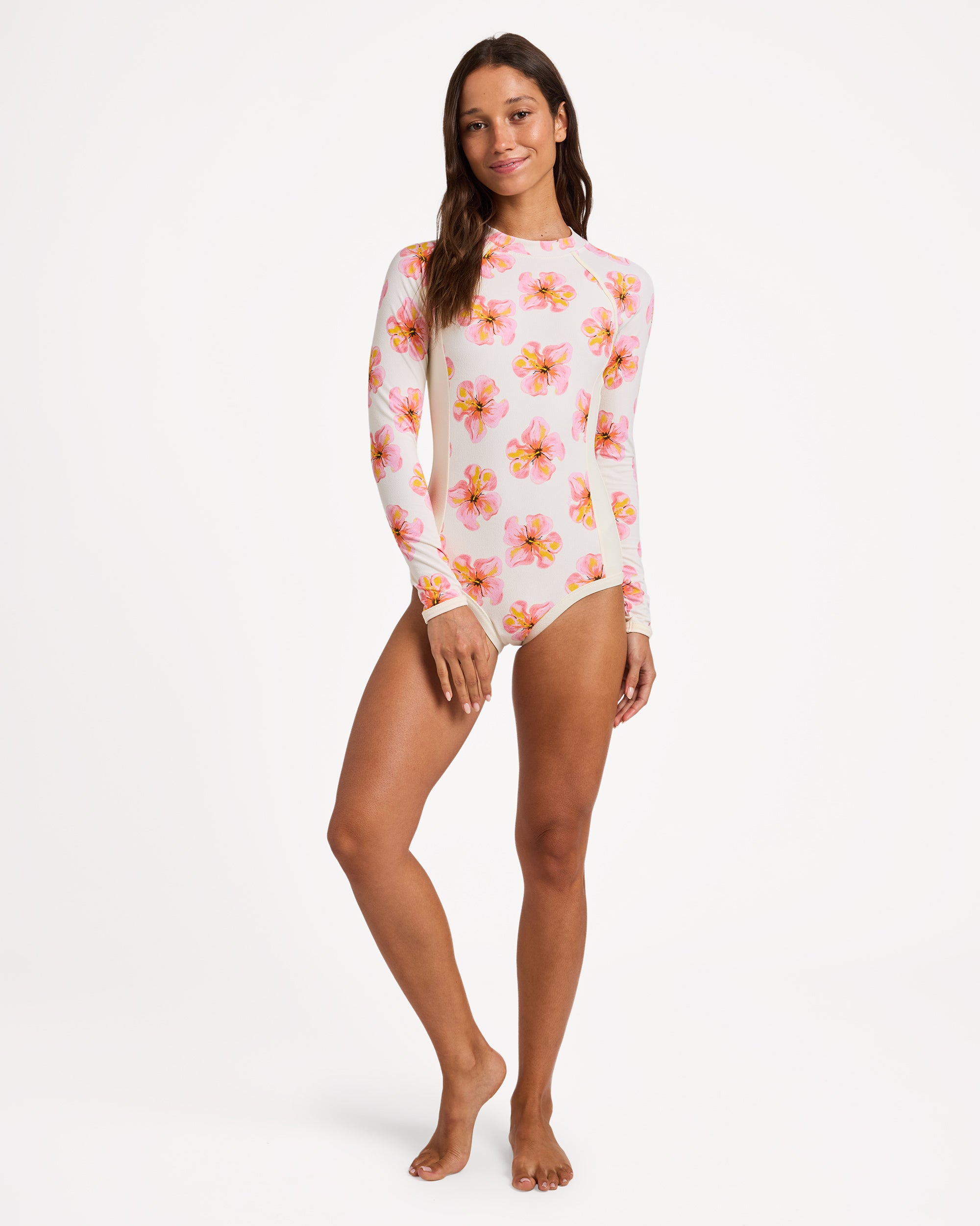 Womens Hibiscus Long Sleeve One Piece