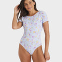 Womens Wildflower Short Sleeve One Piece Simsuit