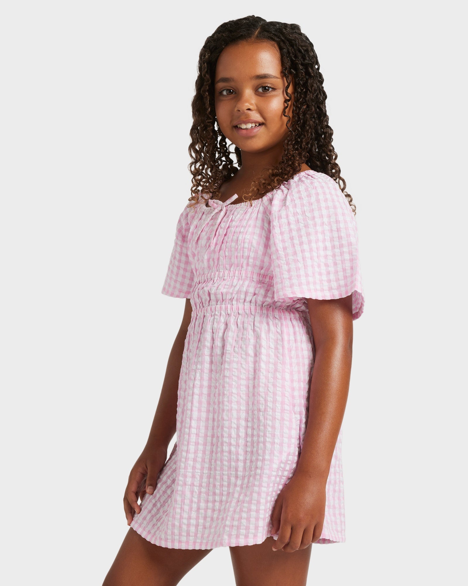 Girls 8-16 Daisy Check Mini Dress