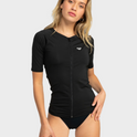 Womens New Essentials Short Sleeve Zip-Up Rash Vest