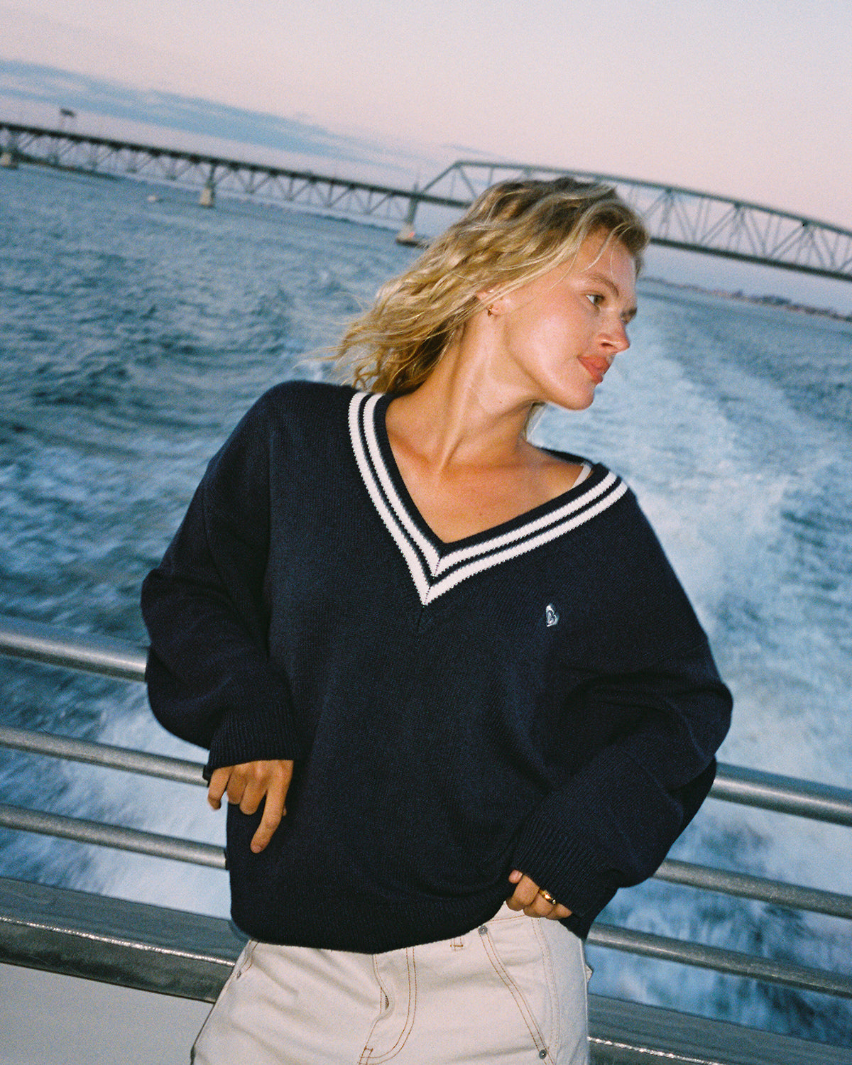 Womens Surf School V Neck Jumper