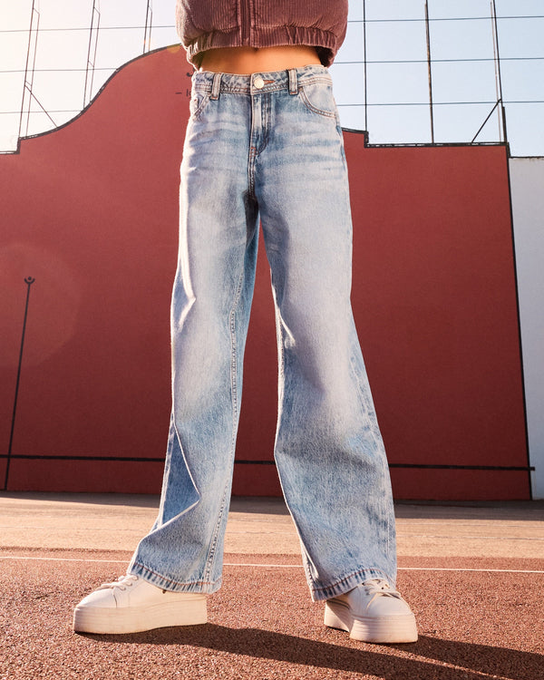Girls 8-16 Milla Wide Mid Leg RG Denim Jeans