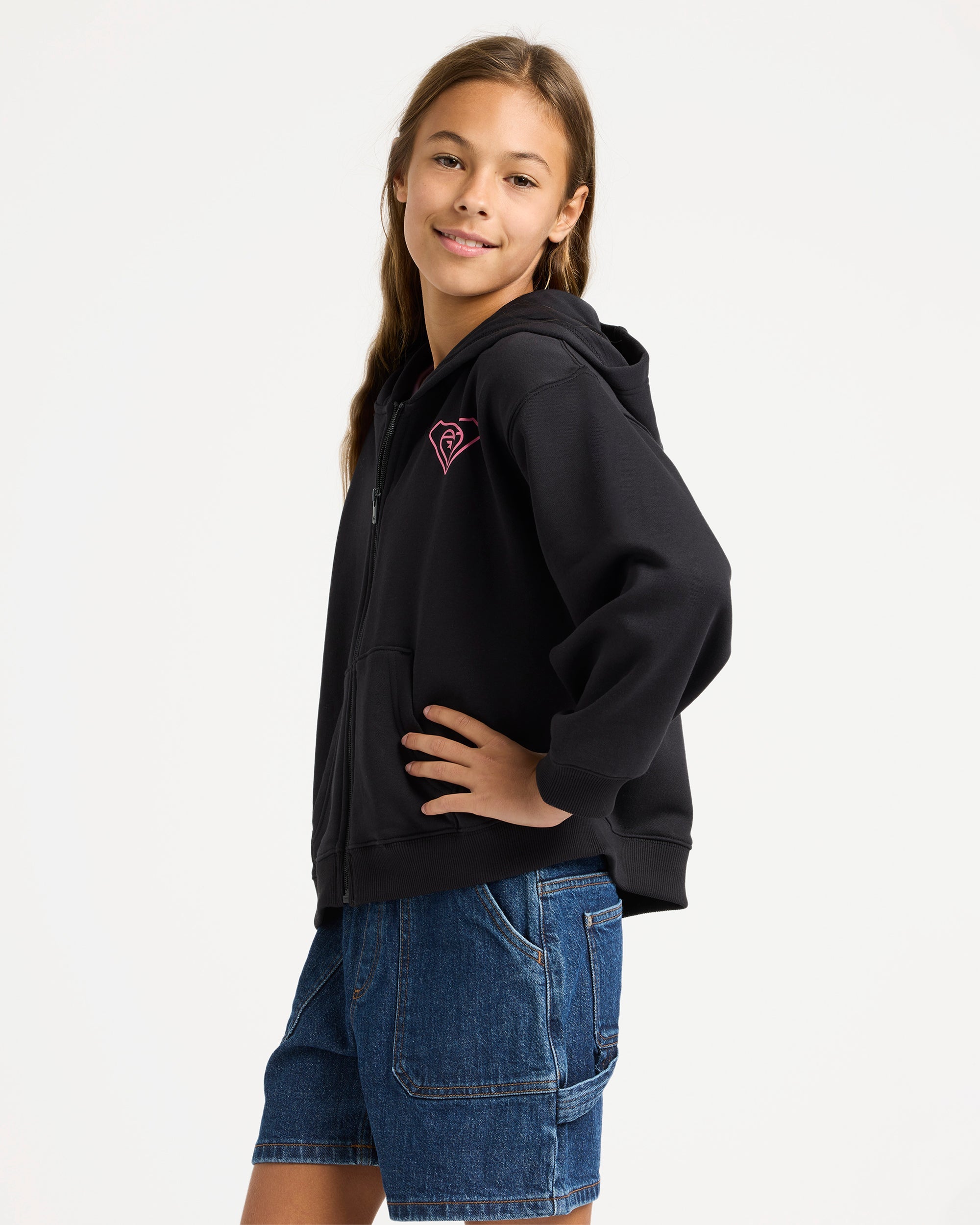 Girls 4-16 Midnight Hike Brushed Zip Up Hoodie – Anthracite – Roxy