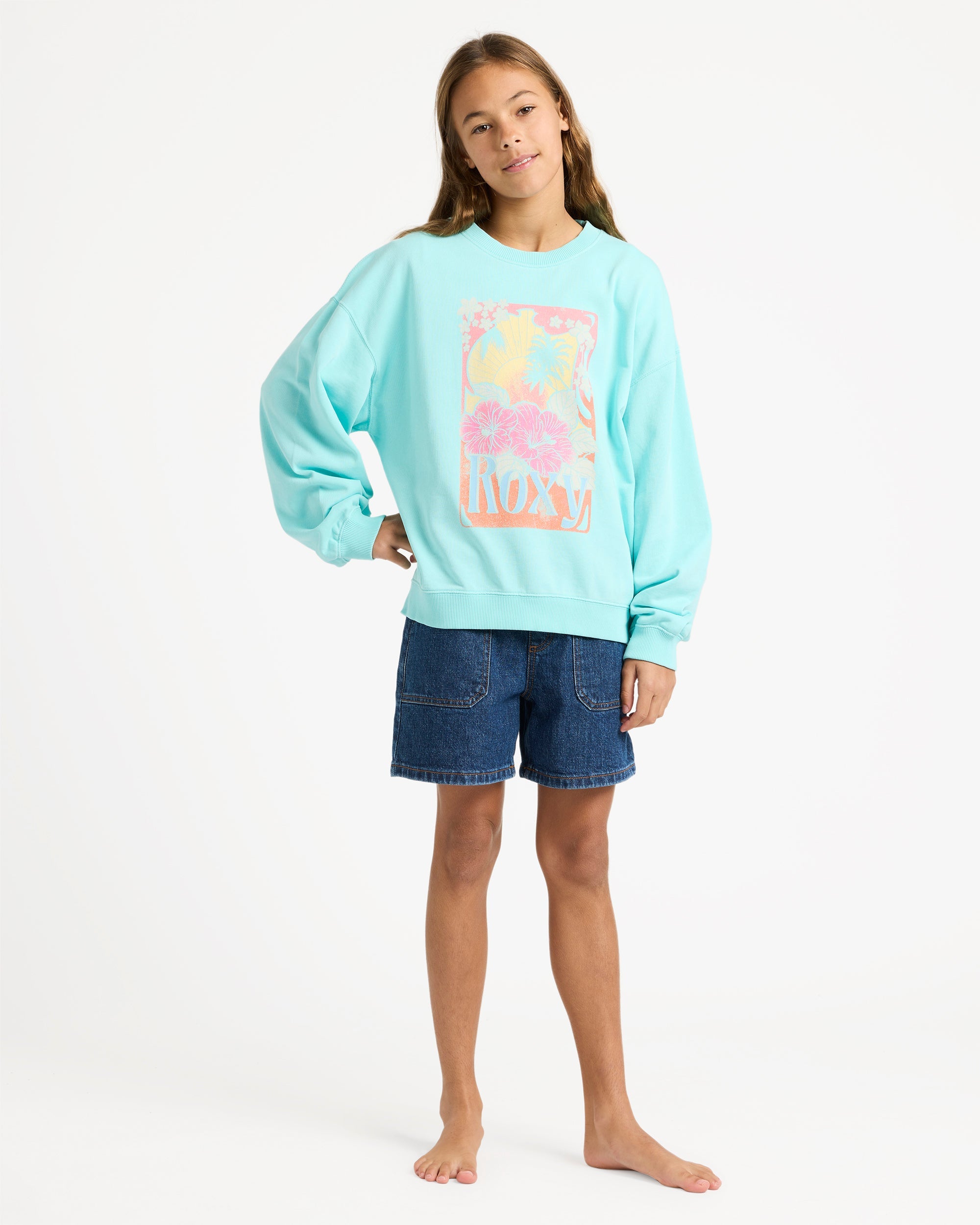 Girls 4-16 Lineup Crew Neck