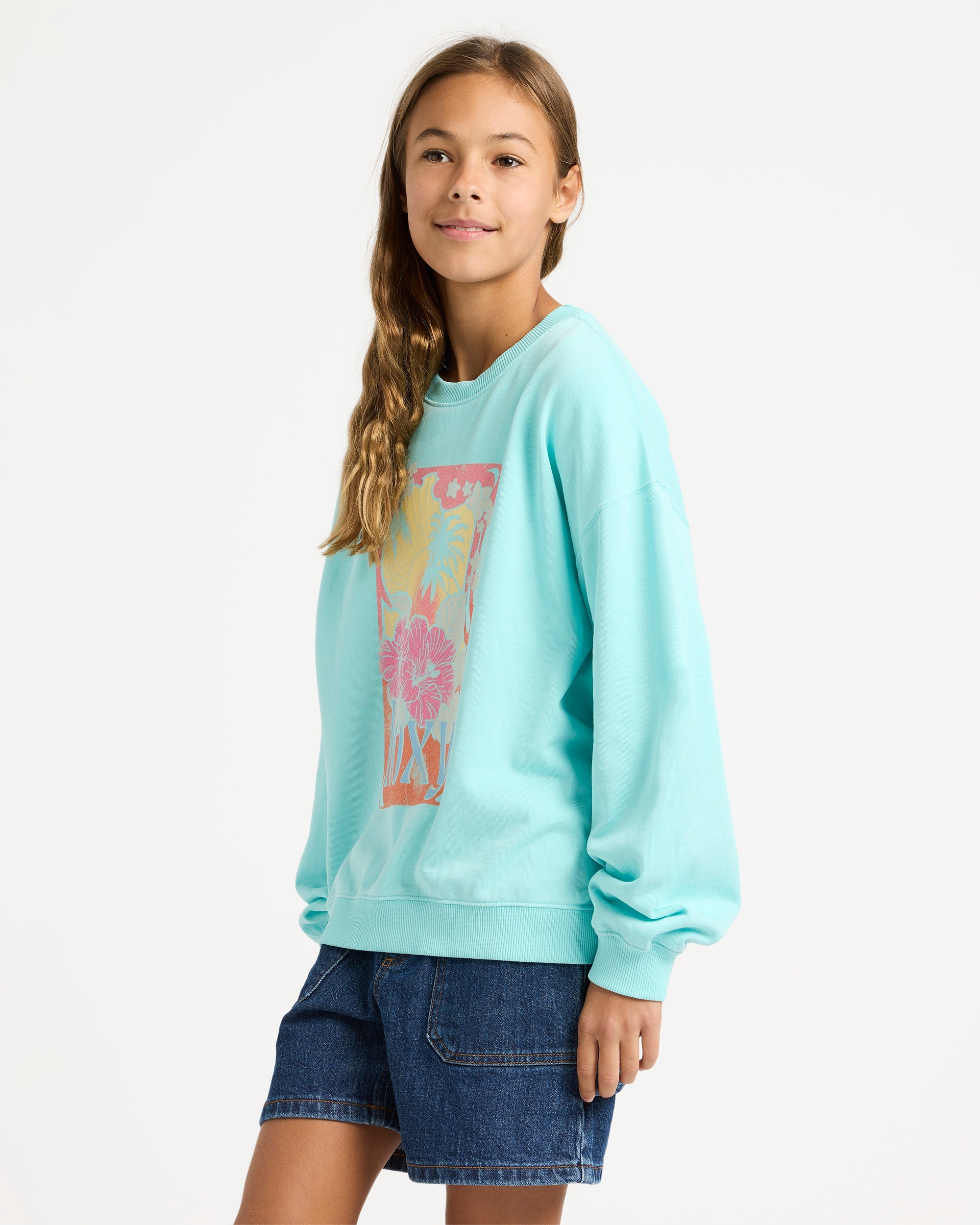 Girls 4-16 Lineup Crew Neck