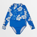 Girls 8-16 Hippy Hibiscus Long Sleeve One-Piece Swimsuit