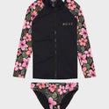 Girls 8-16 Active Floral Long Sleeve Onesie Rash Vest