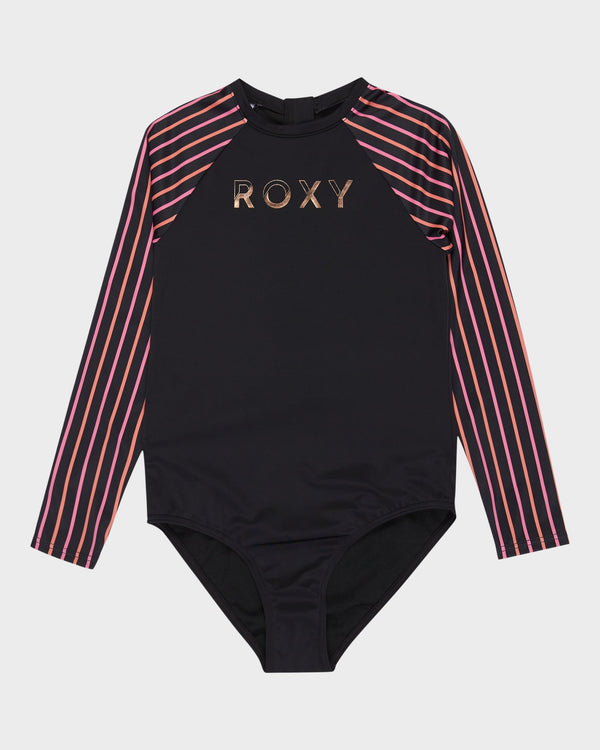 Girls 8-16 Active Floral Long Sleeve Onesie Rash Vest