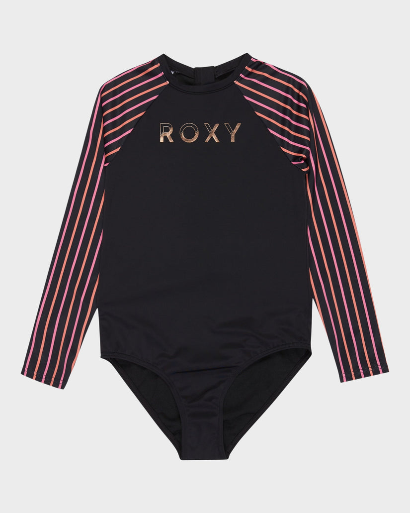 Girls 8-16 Active Floral Long Sleeve Onesie Rash Vest