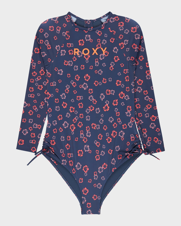 Girls 8-16 Cute Ditsy Long Sleeve Onesie Rash Vest