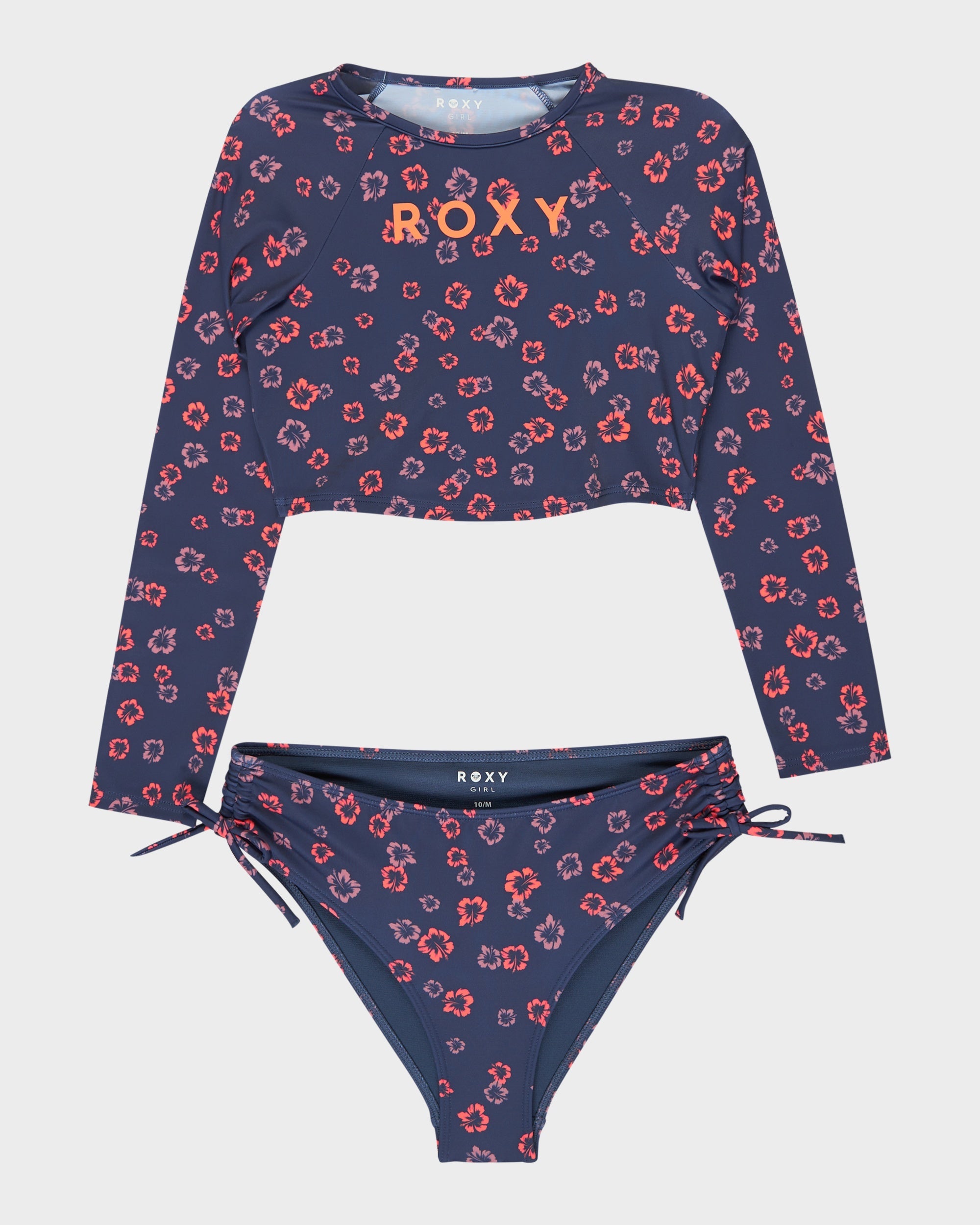 Girls 8-16 Cute Ditsy Long Sleeve Onesie Rash Vest