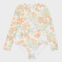 Girls 8-16 Floral Horizon Long Sleeve Onesie Rash Vest