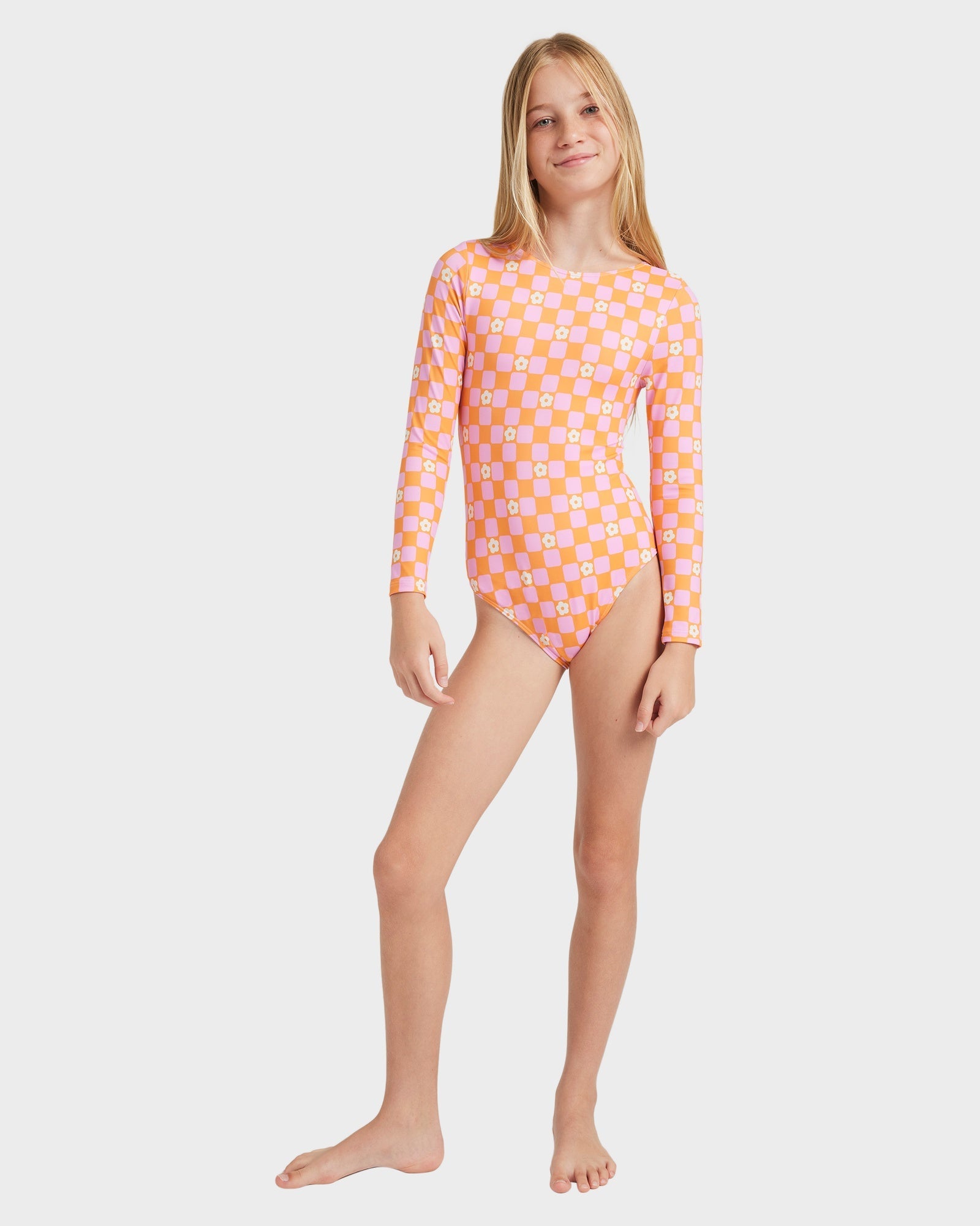 Girls 8-16 Flowe Check One Piece Rash Vest