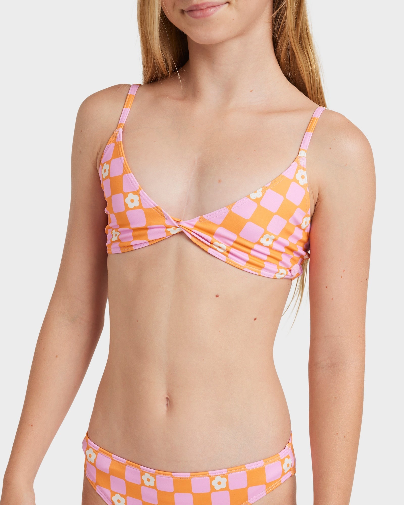 Girls 8-16 Flower Check Two Piece – Roxy