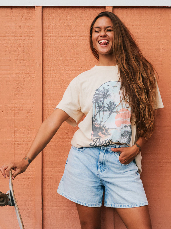 Womens Morning Slendour Mid Denim Shorts