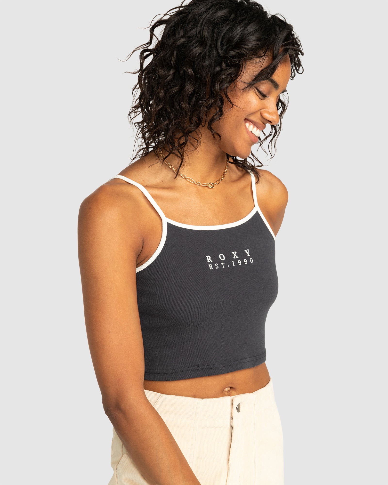 Womens Roxy Vintage Cropped Tank Top - PHANTOM | Roxy