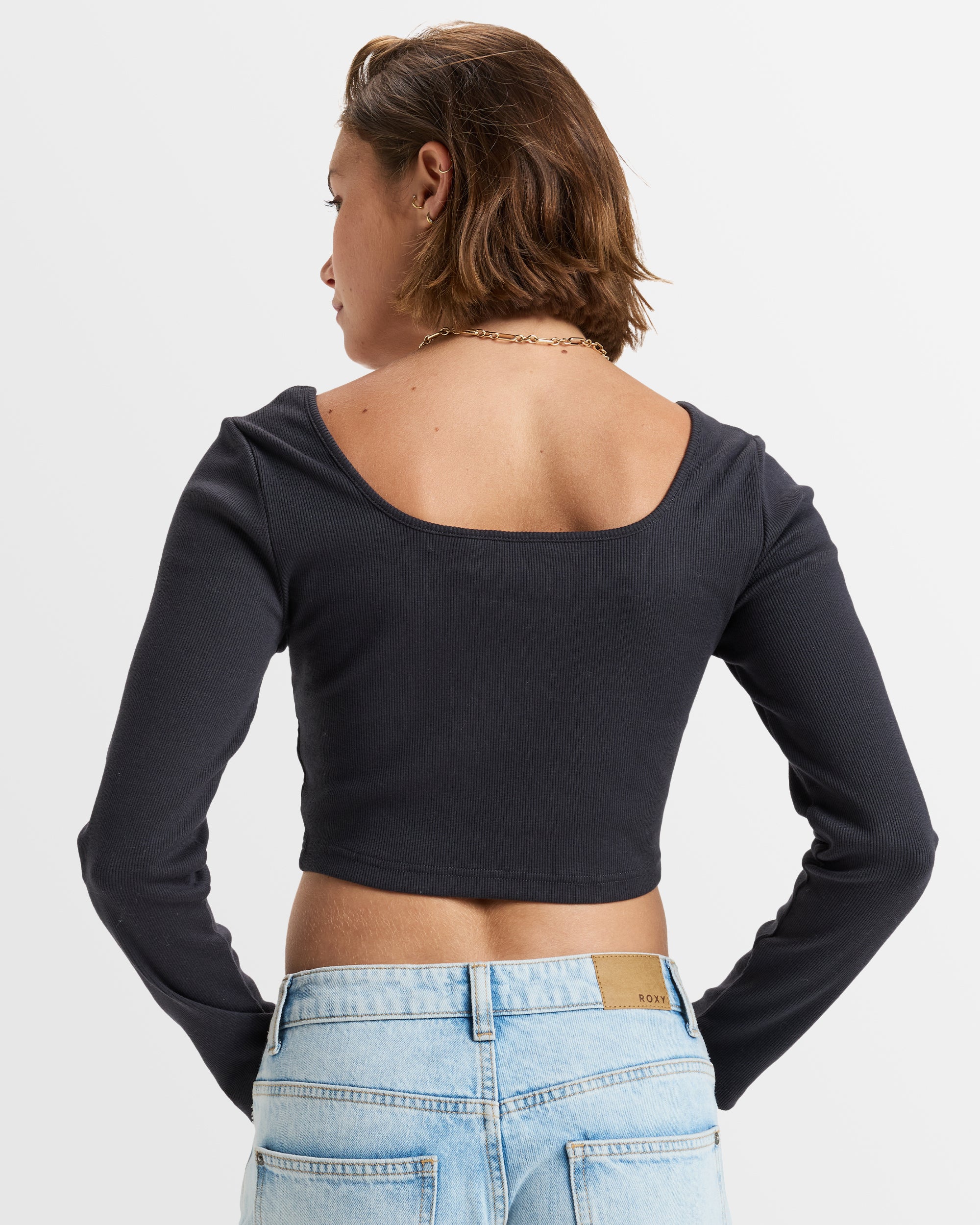 Womens Pretty Please Long Sleeve Cropped Top