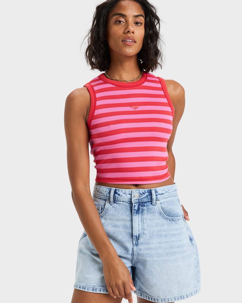 Womens Iconic Days Stripes Tank Top - TOMATO ICONIC DAY STRIPE | Roxy