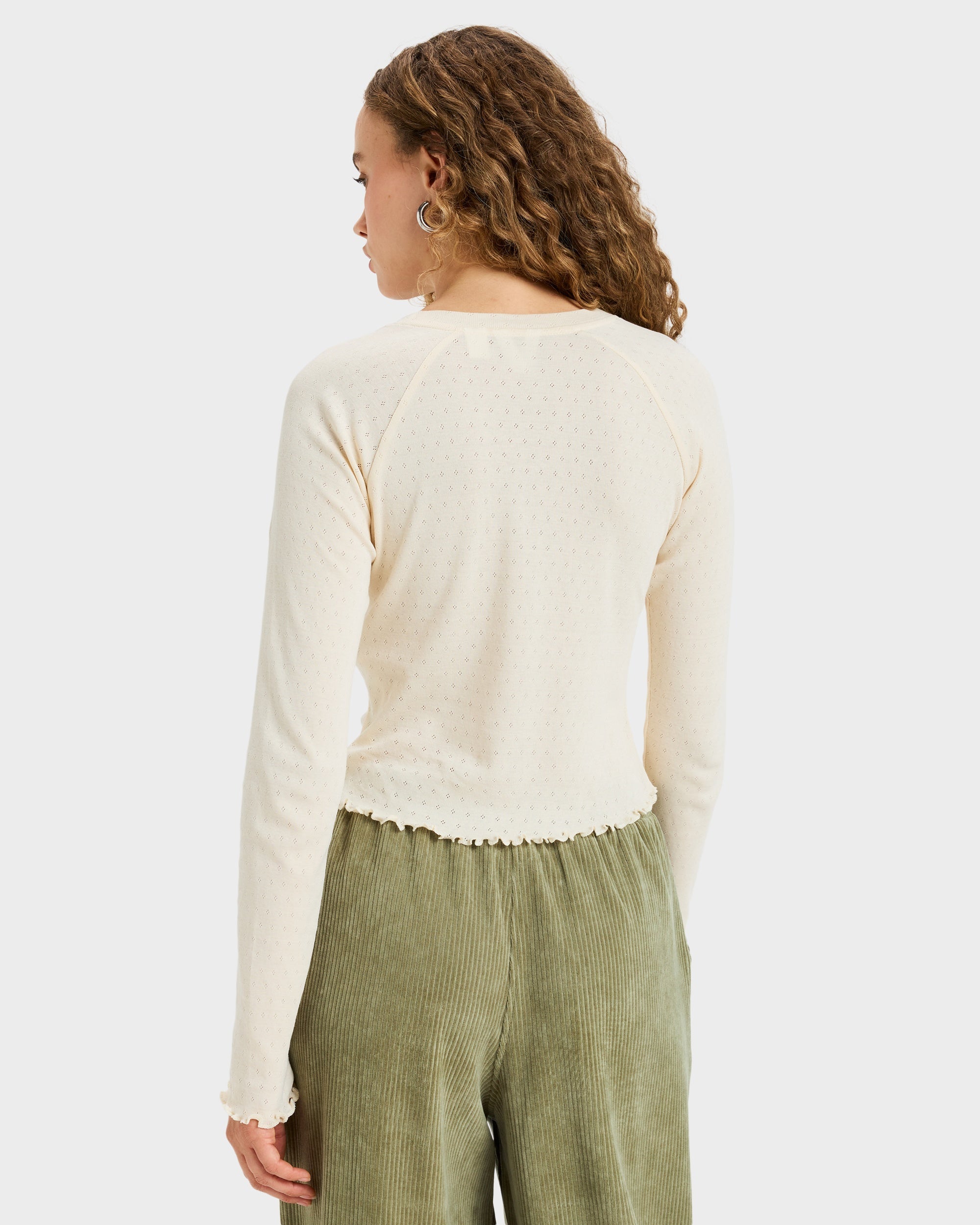 Womens Time Off Pointelle Long Sleeve T-Shirt