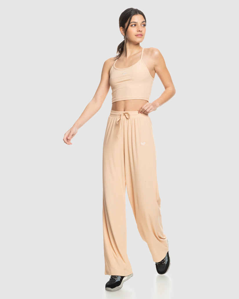 Womens Rise & Vibe Rib Wide Leg Pants