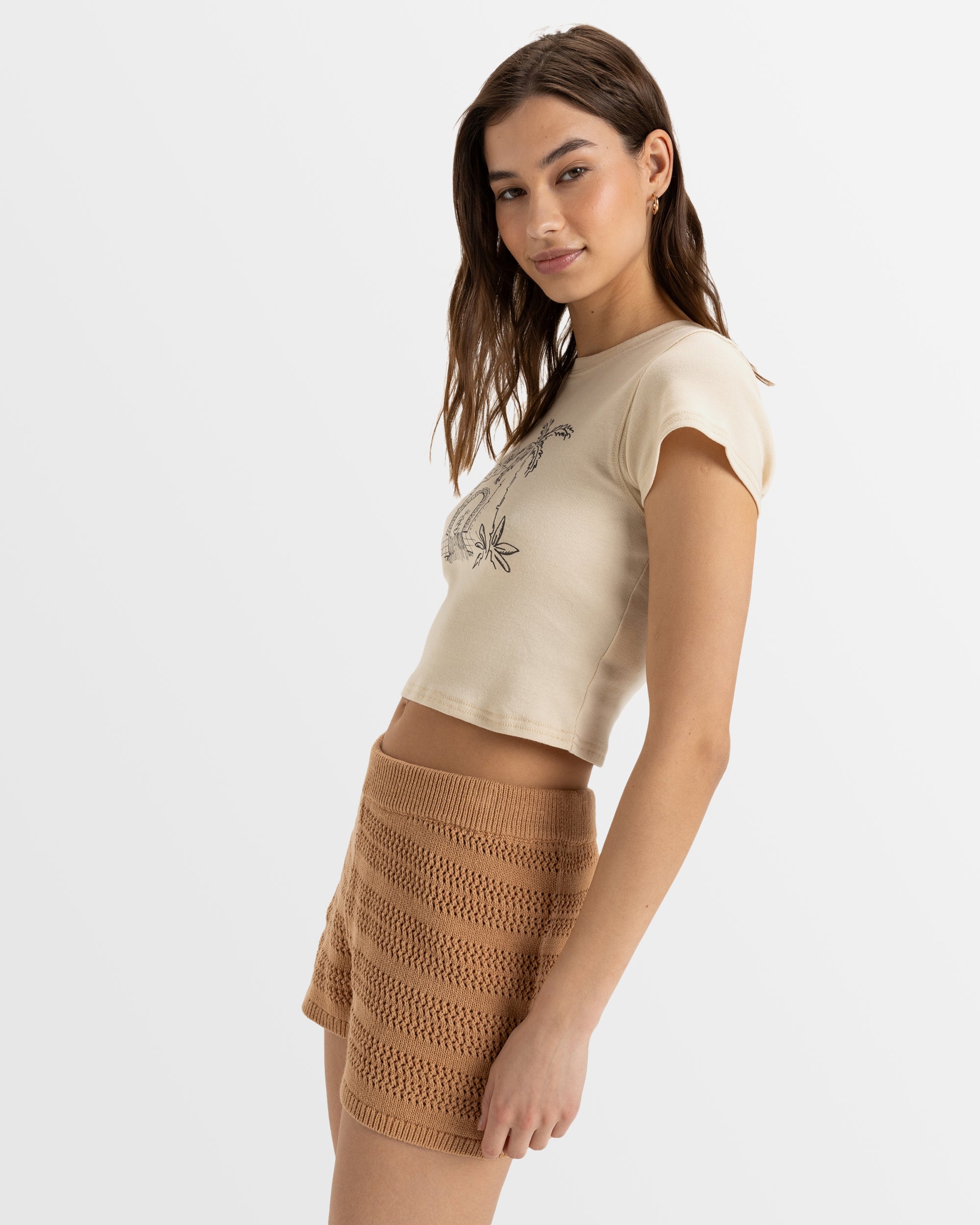 【新品未使用】The toe Piraeus Short Pants camel Womens Spicy Vibes Elastic Waist Shorts – Camel – Roxy New Zealand