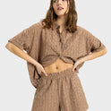 Womens Souvenirs Chaser Elastic Waist Shorts