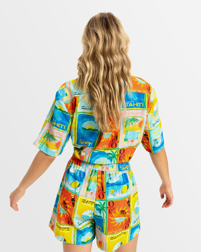 Womens Atlas Sunburn Tones Elastic Waist Shorts