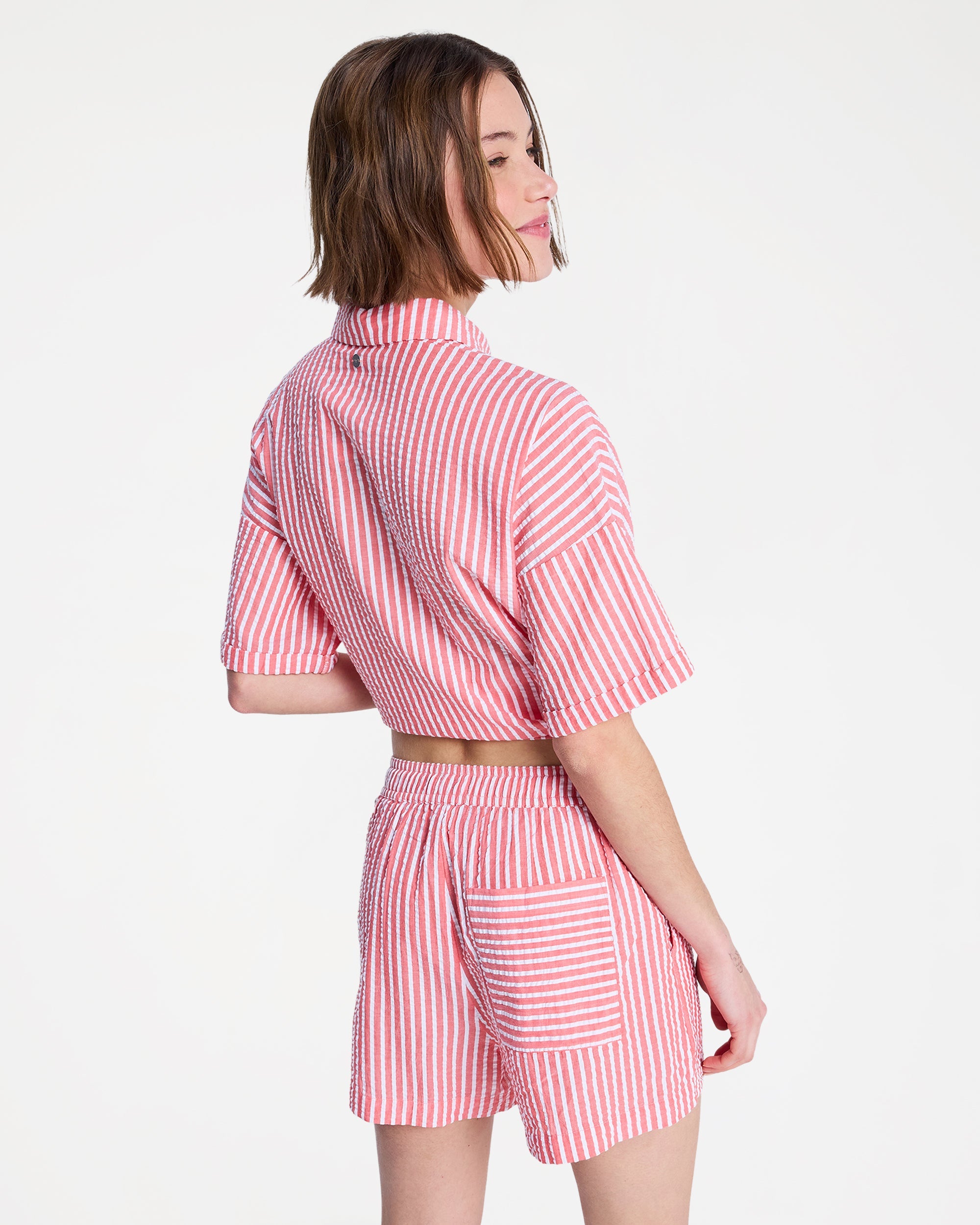 Womens Lekeito Break High Stripe Beach Shorts