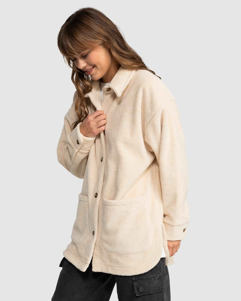 Womens Over And Over Polar Fleece Shacket - BRAZILIAN SAND | Roxy
