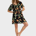 Womens Tropical Tides Crinkle Mini Dress