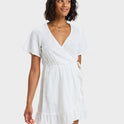 Womens Zenit Wrap Solid Mini Dress
